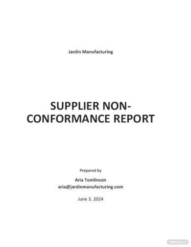 supplier non conformance report template
