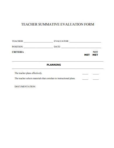 teacher summative evaluation form