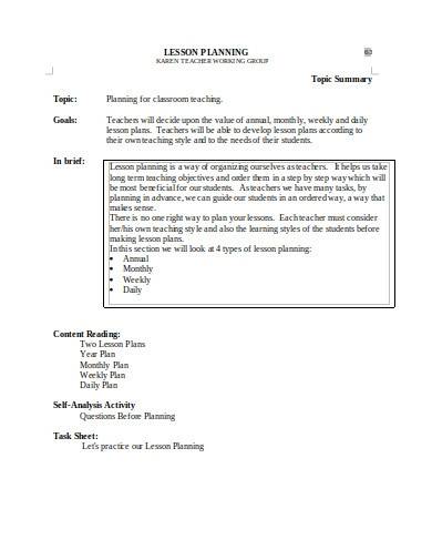 trainer lesson plan template