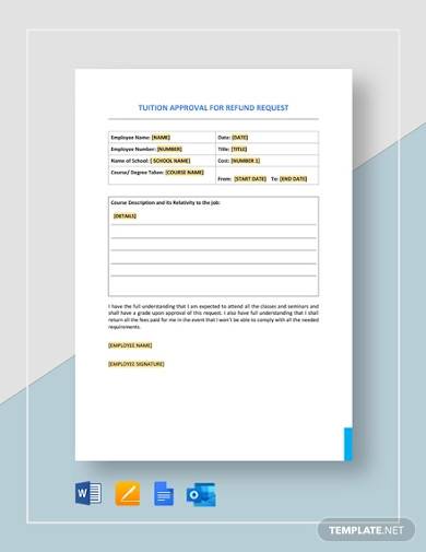 tuition approval for refund request template