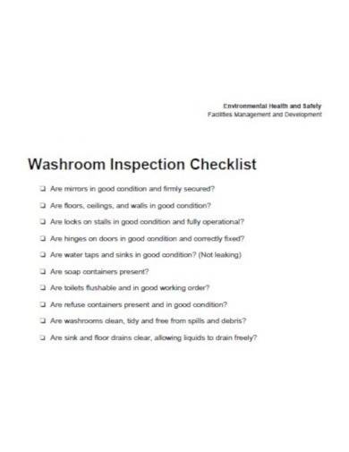 washroom inspection checklist sample