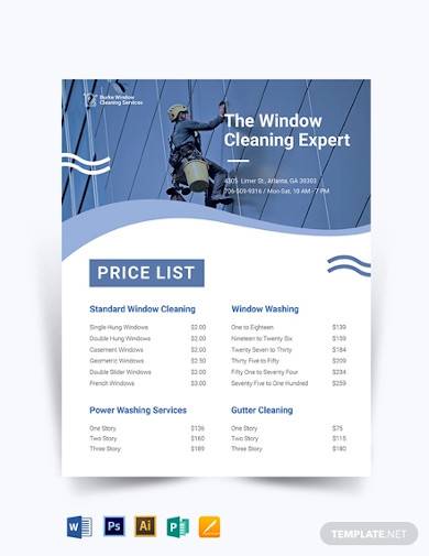 window cleaning price list template