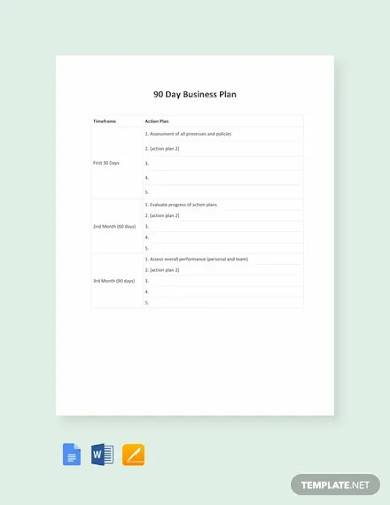 90 day business plan template