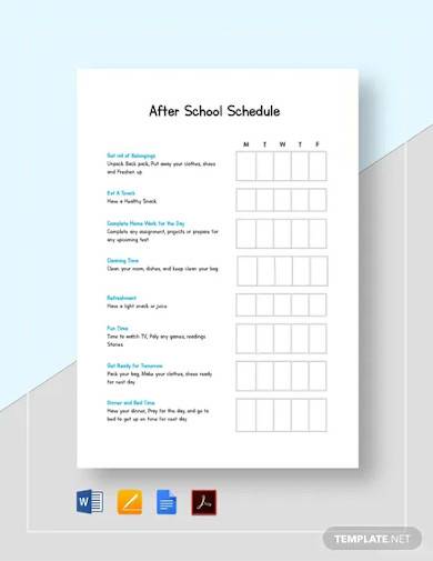 after school schedule template