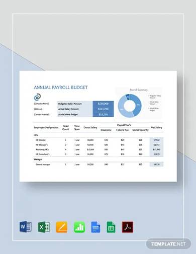 annual payroll budget template