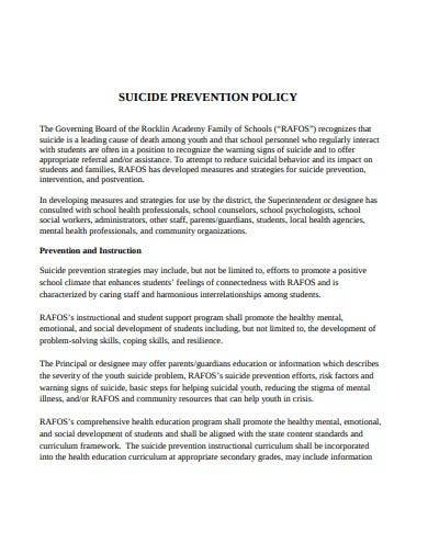 basic suicide prevention policy