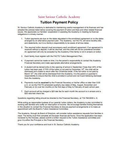 basic tuition payment policy template