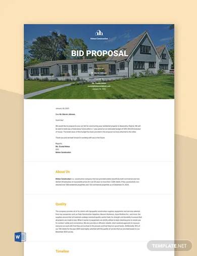 bid proposal sample template
