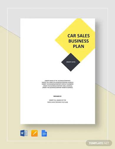 car sales business plan template