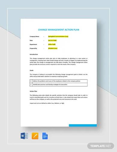 change management action plan template