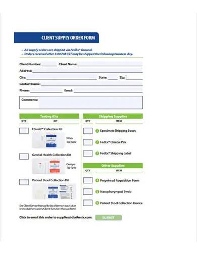 client supply order form
