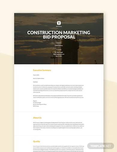 construction marketing bid proposal template