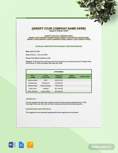 construction project management meeting minutes