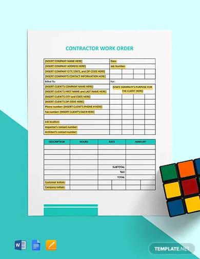 FREE 18+ Work Order Samples in PDF | MS Word | Excel | Apple Pages