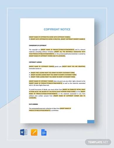 copyright notice template