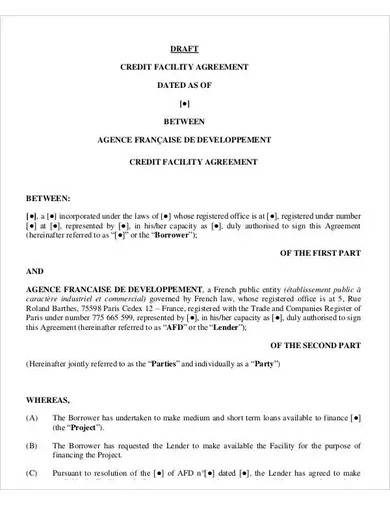credit facility agreement template