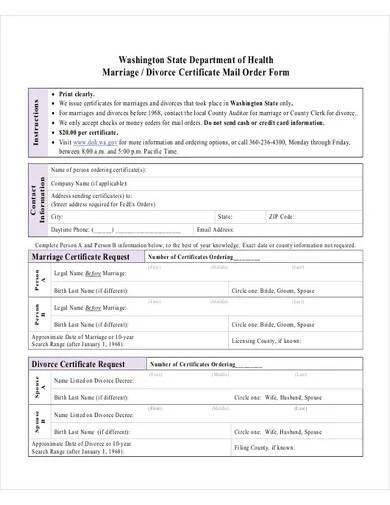 divorce certificate mail order form