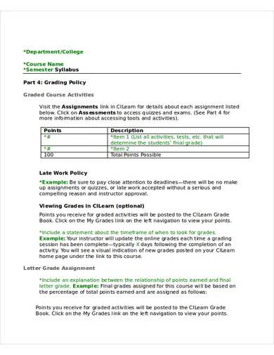 educational course syllabus template