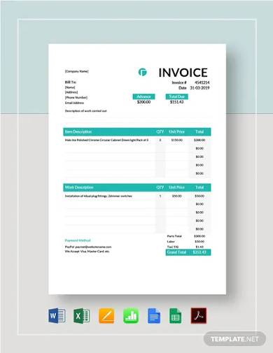 electrical contractor invoice template