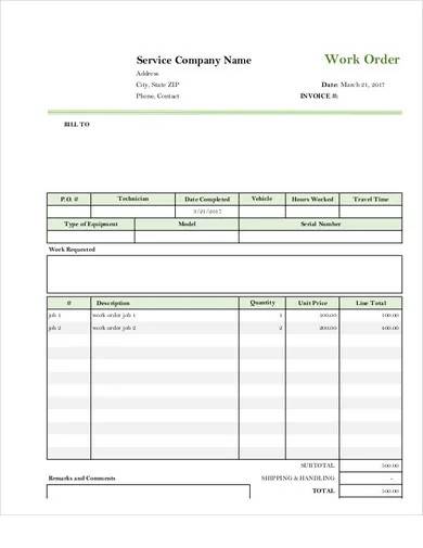 electrical work order template