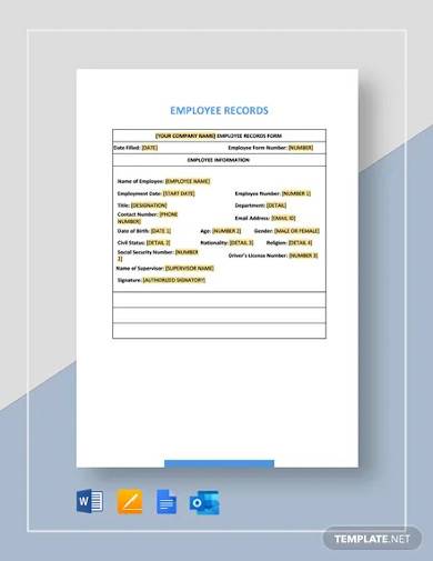 Employee Record Template Word