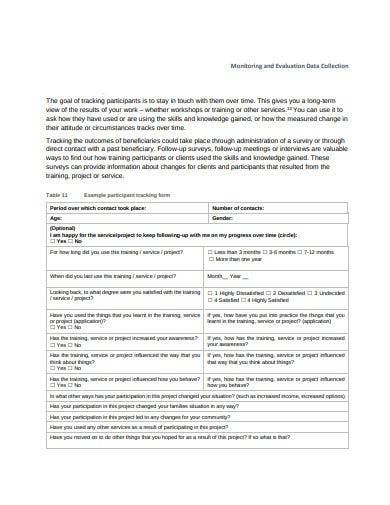 evaluation participation tracking sheet