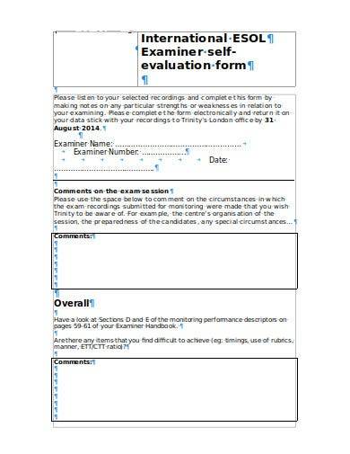 examiner self evaluation form template