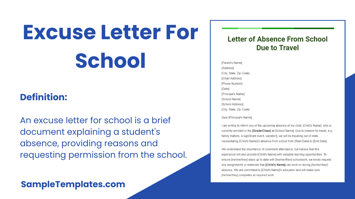 Excuse Letter for School