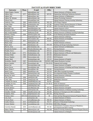 Faculty & Staff Directory