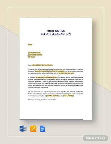 final notice before legal action template