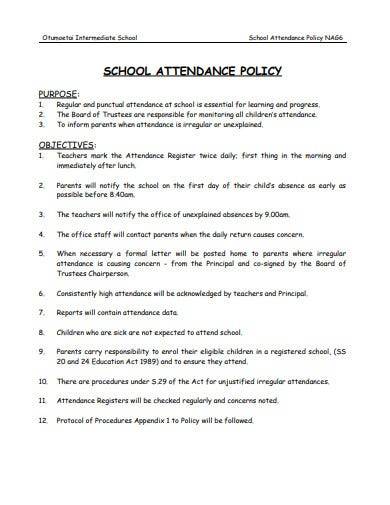 FREE 10 School Attendance Policy Samples In MS Word PDF