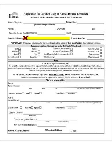 format of divorce certificate template