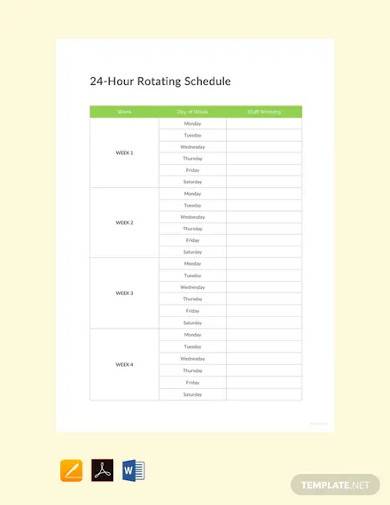 free 24 hour rotating schedule template