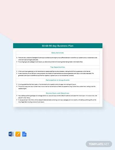 free 30 60 90 day business plan template