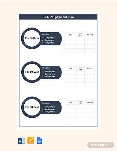 free 30 60 90 payment plan template