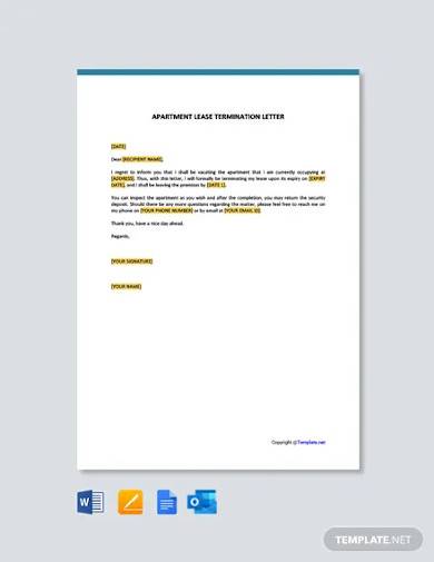 free apartment lease termination letter template