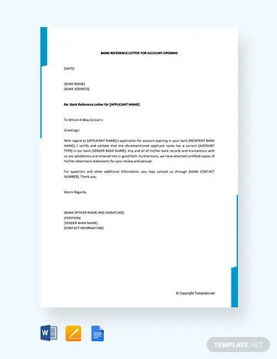 FREE 12 Bank Reference Letter Templates In PDF Word Google Docs 