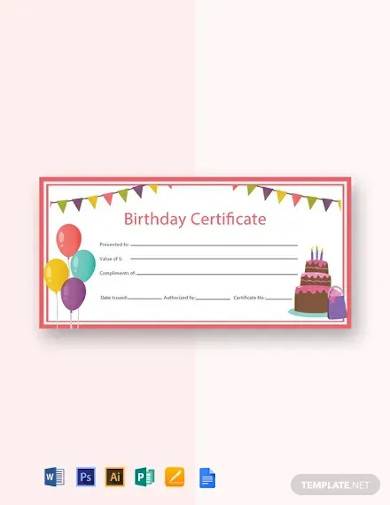 free 4 sample birthday gift certificate templates in psd