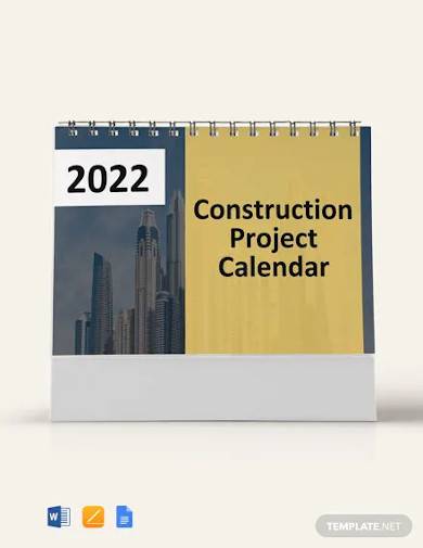 free construction project desk calendar template