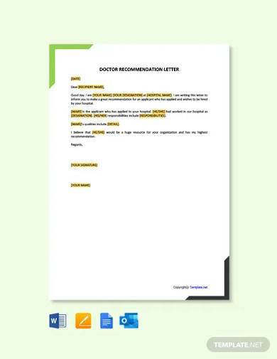 free doctor recommendation letter template