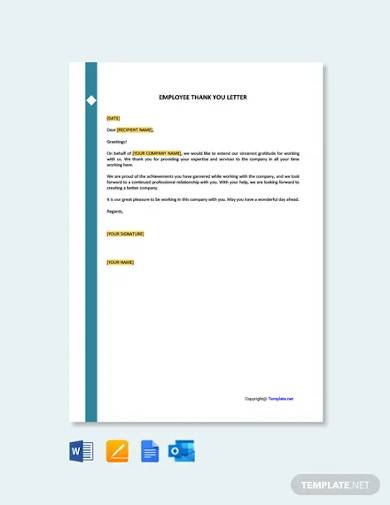 free employee thank you letter template