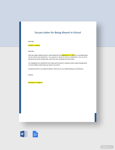 FREE 11 Sample Excuse Letters For School In PDF