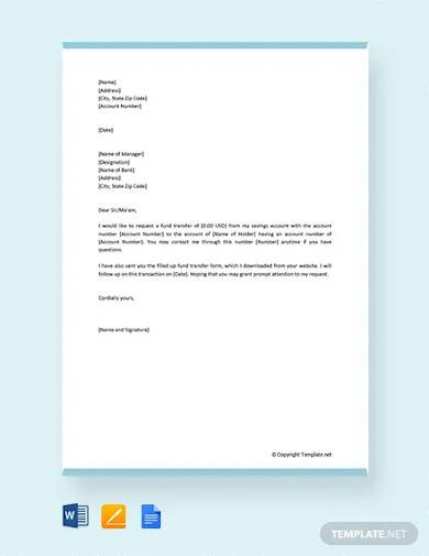 free fund transfer letter to bank manager
