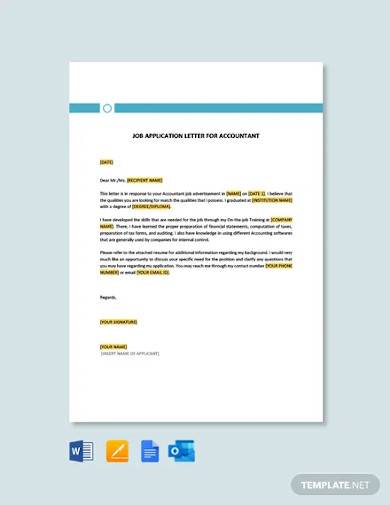 FREE 10+ Job Application Letter Samples for Accountant in MS Word | Pages | Google Docs | MS ...