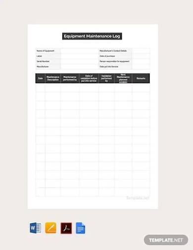 free maintenance log template