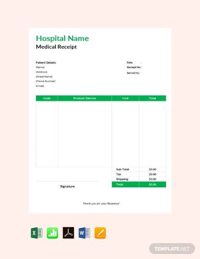 free medical receipt template
