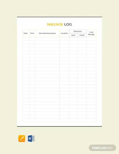 free mileage log template