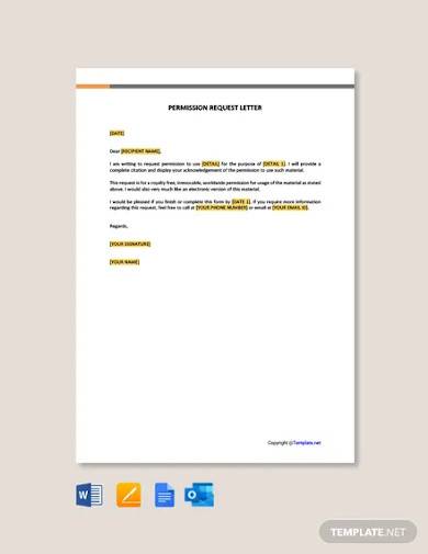 FREE 13+ Permission Request Letter Samples & Templates in Word, Pages