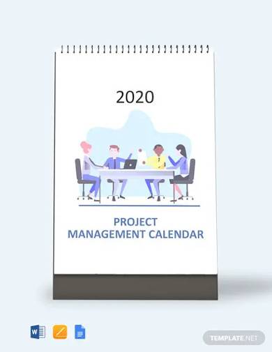 free project management desk calendar template