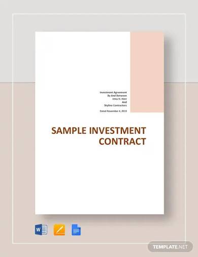 free sample investment contract template